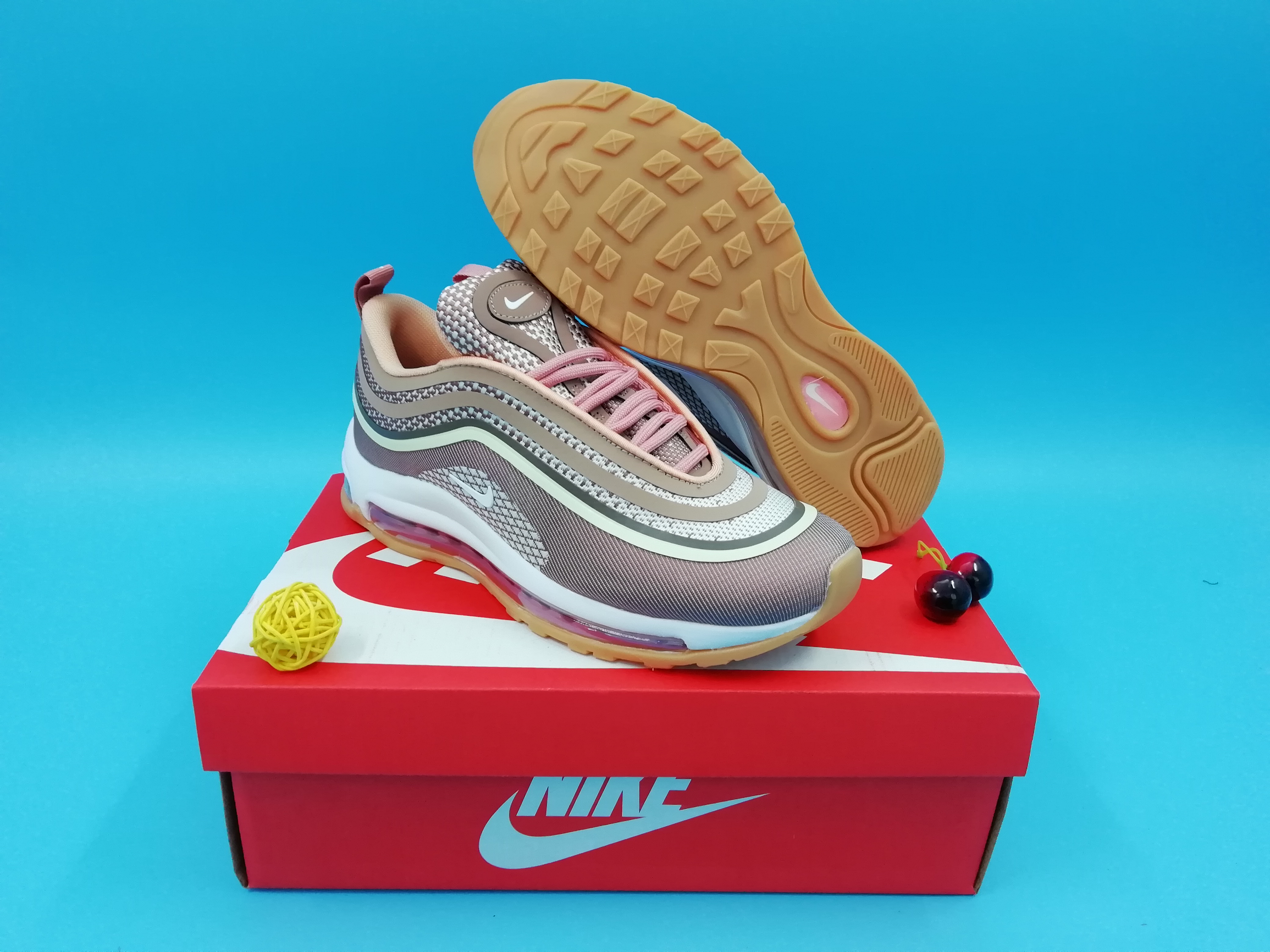 2019 Women Nike Air Max 97 Brown White Pink Shoes